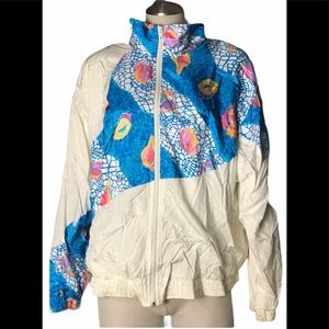 Sunterra vntg windbreaker sea shell shoulder pads Large